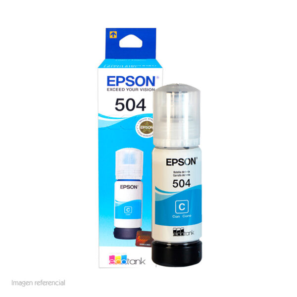 Botella de tinta Epson T504 Cyan Original