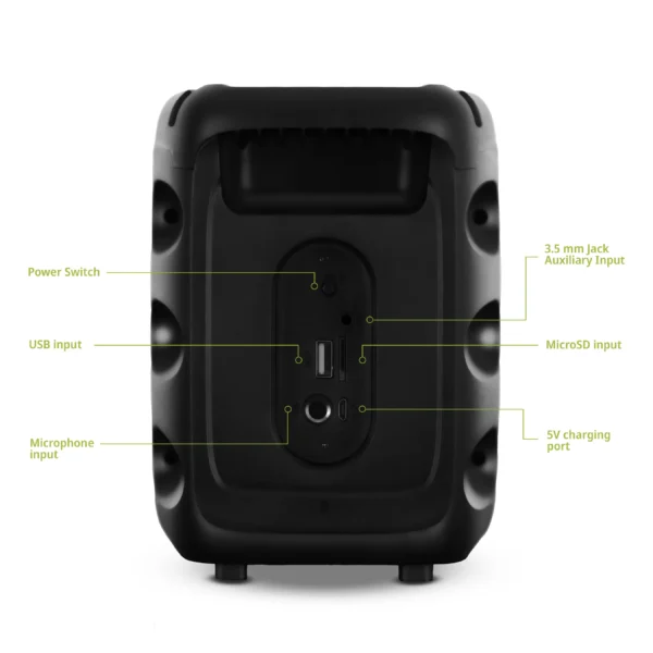 Parlante Portátil DYNAMIC EV5003 3" – Bluetooth, RGB, USB/mSD, FM, Micrófono, Batería Recargable - Imagen 3