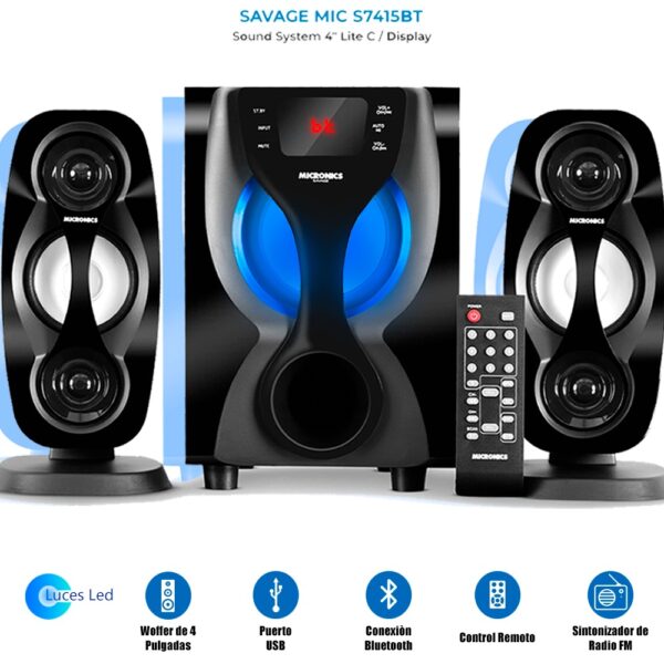 PARLANTE MICRONICS SAVAGE MIC S7415BT FM USB