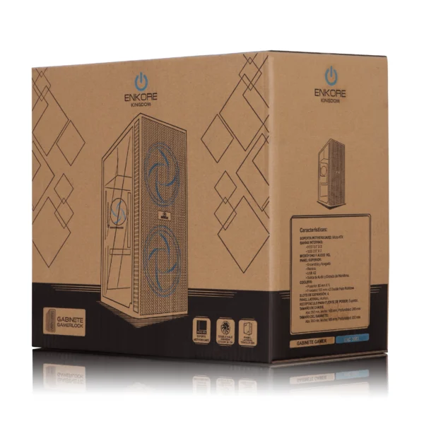 Case Gamer KINGDOM ENC 3003R 230W 2FAN 12CM ARGB ENKORE - Imagen 8