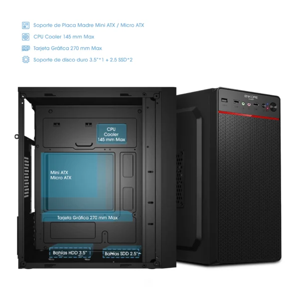 Case CADET ENC 1000 microATX 230W 8CM FAN ENKORE - Imagen 5