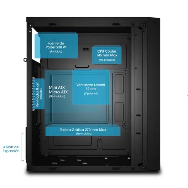 Case CADET ENC 1000 microATX 230W 8CM FAN ENKORE - Imagen 6