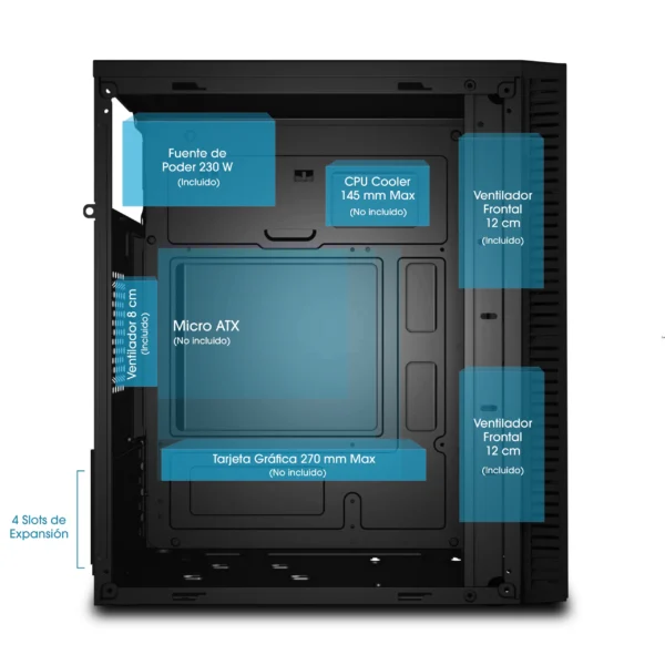Case Gamer KINGDOM ENC 3003R 230W 2FAN 12CM ARGB ENKORE - Imagen 7