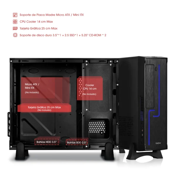Case DERBY Slim CYB C1005 PSU 230W 230W P8 2FAN CYBERTEL - Imagen 7