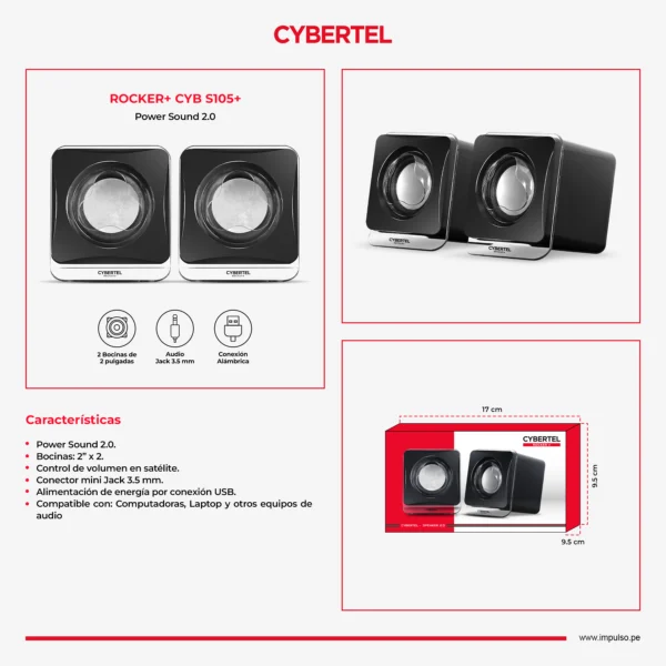 Parlante Cybertel Rocker+ - CYB S105+ | Sonido 2.0 - Imagen 4