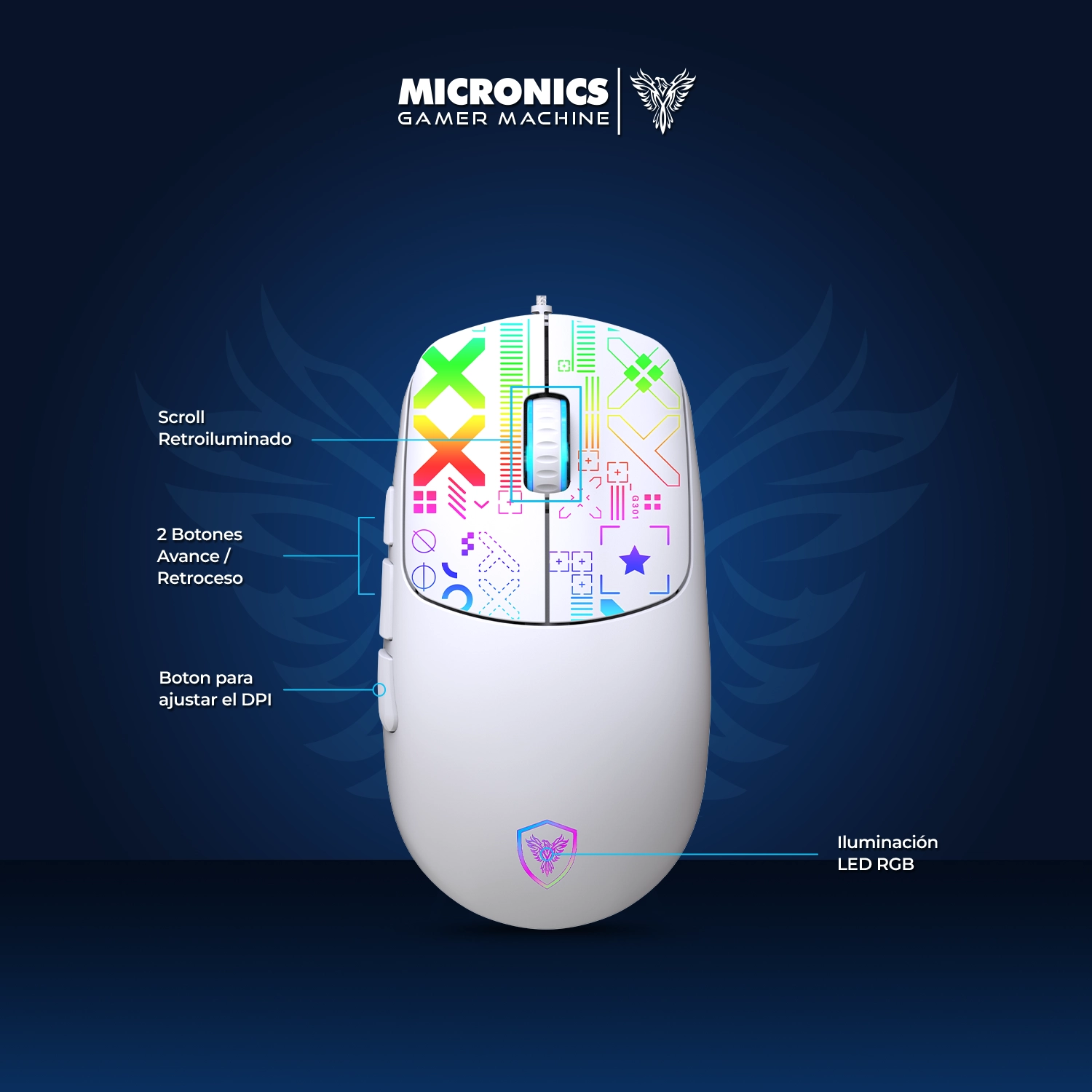 Mouse Gamer Micronics X-Byte RGB 12800 DPI – Alta Precisión - Imagen 4