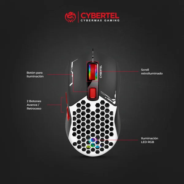 Mouse Gamer Cybertel Defender CBX M513 – 7200 DPI RGB - Imagen 6