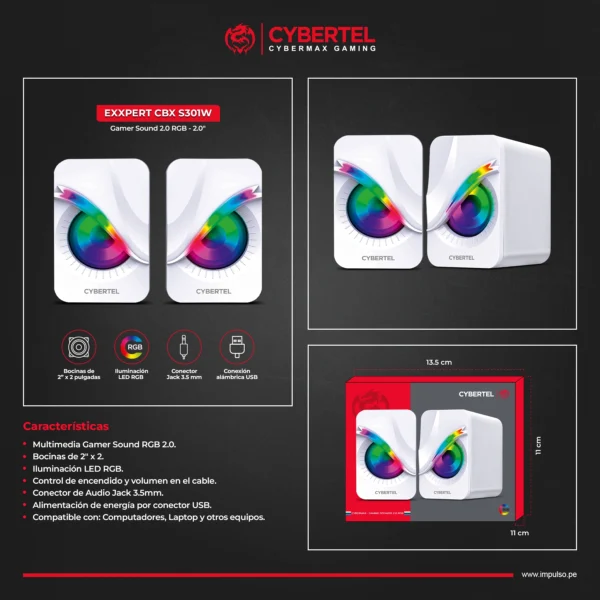 Parlante Cybertel Exxpert - CBX S301W | Sonido 2.0 - Imagen 3
