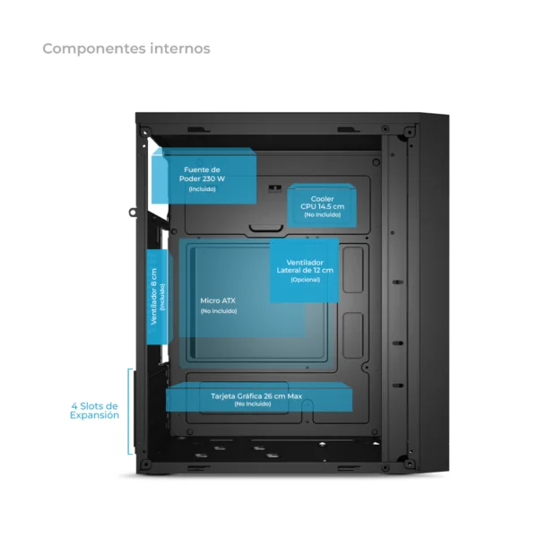 Case Gamer PATRIOT ENC 3005 230W HD AUDIO 8CM FAN ENKORE - Imagen 3