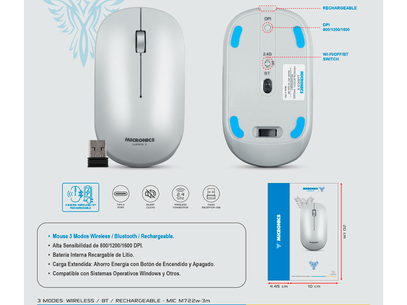 MOUSE GAMER MICRONICS LUDICO 3 - MIC M722W-3M - Imagen 2