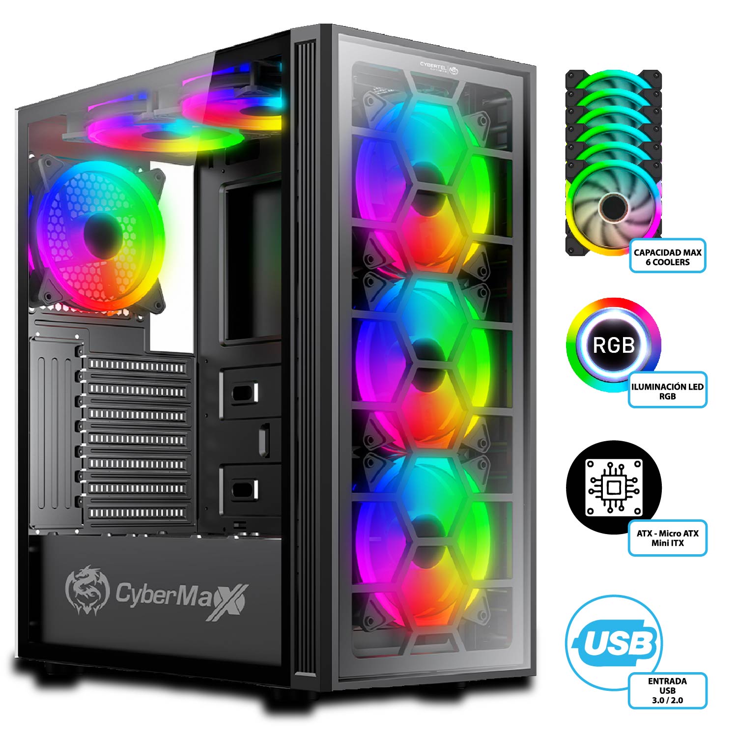 CASE GAMER OPTIMUS CBX5002 PSU 500W USB3. 0 6FAN ARGB