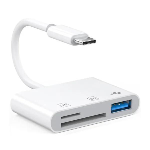Adaptador 3 en 1 Tipo C a SD, TF, USB 3.0 COLOR BLANCO