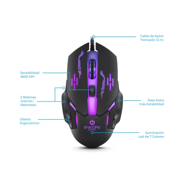 Kit Gamer 3en1 Teclado+Mouse+Pad Enkore Bravio ENT G1000-3 - Imagen 3