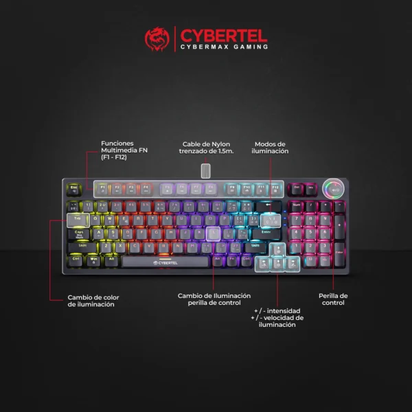 KIT STRIKER BLACK CBX GT1802 TECLADO GAMER MECANICO + MOUSE + PAD - Imagen 6