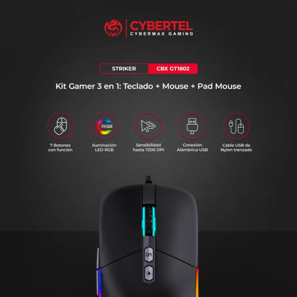 KIT STRIKER BLACK CBX GT1802 TECLADO GAMER MECANICO + MOUSE + PAD - Imagen 9