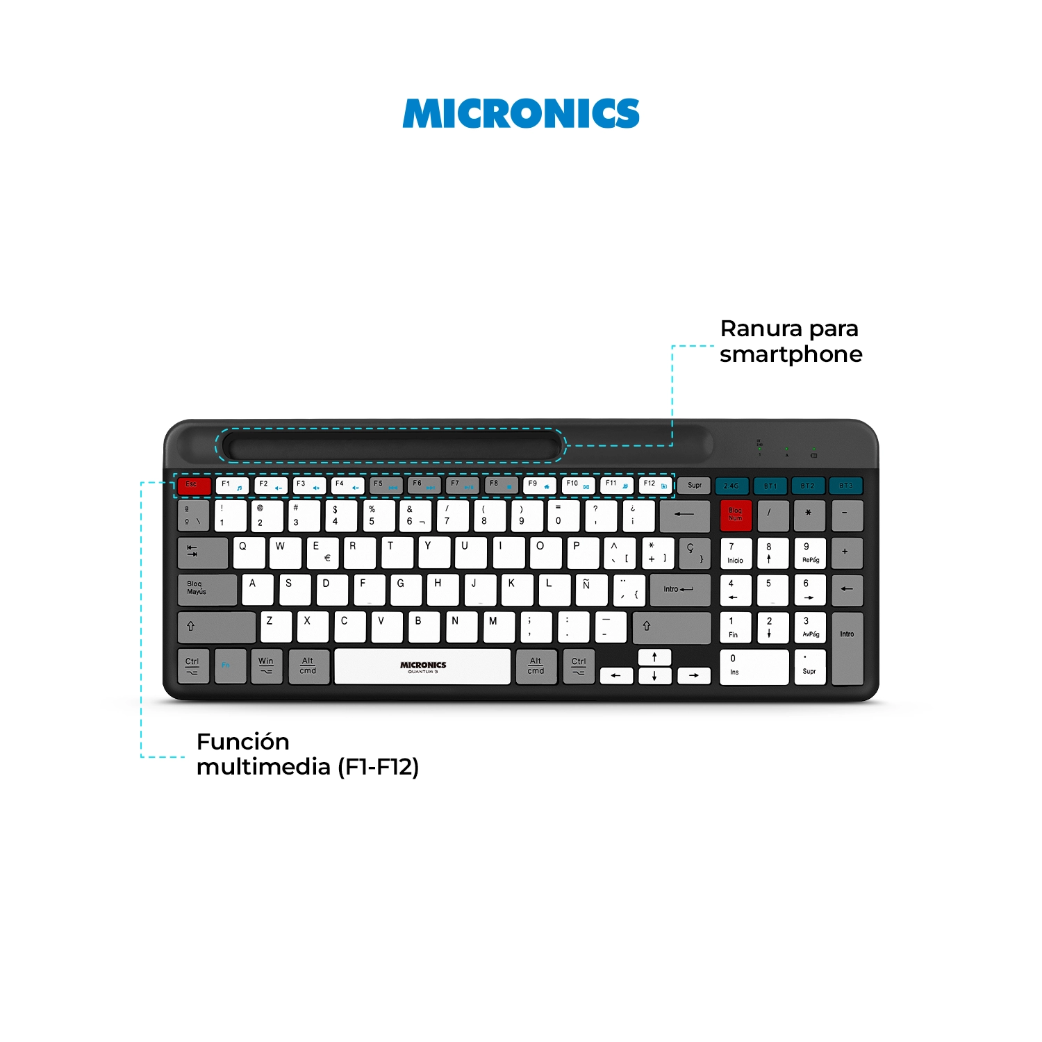 TECLADO MICRONICS QUANTUM 3 MIC K600-3M Negro - Imagen 4