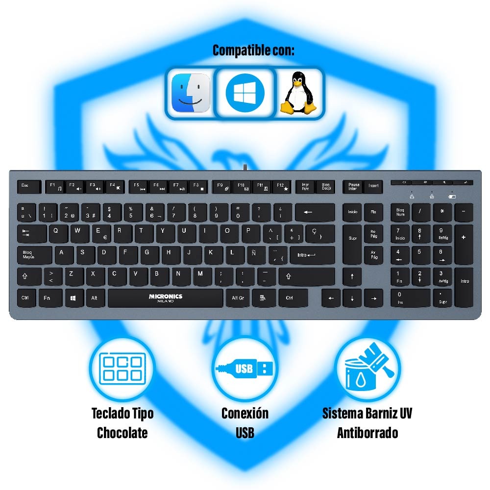 TECLADO USB MICRONICS MILANO MIC K704X MULTIMEDIA - Imagen 2
