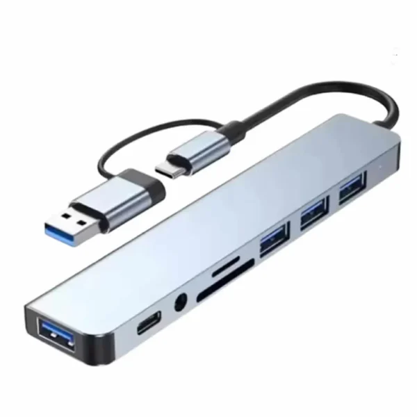Adaptador Hub 8 en 1Tipo C Lector de tarjetas SD TF 3,5 - Imagen 5