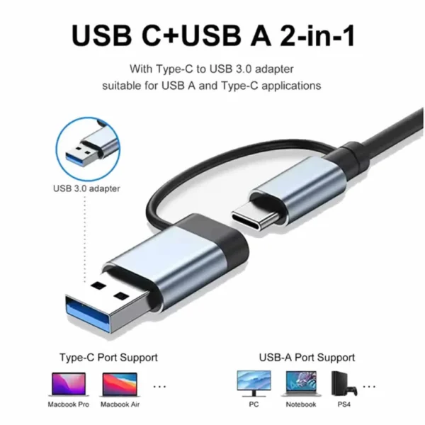 Adaptador Hub 8 en 1Tipo C Lector de tarjetas SD TF 3,5 - Imagen 2