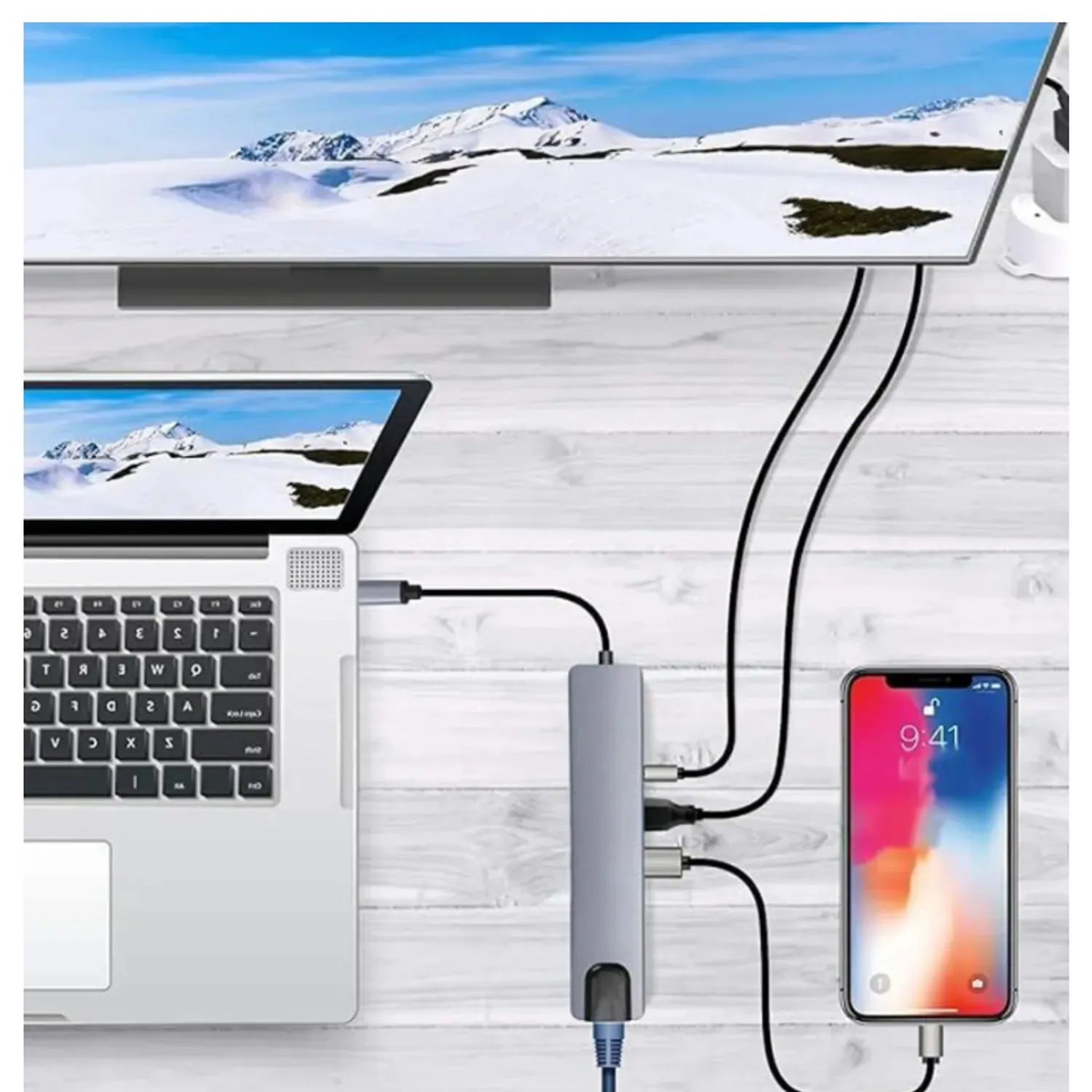 Adaptador Hub 8 En 1 Tipo C, Ethernet, Hdmi, Usb, Sd, Td - Imagen 2