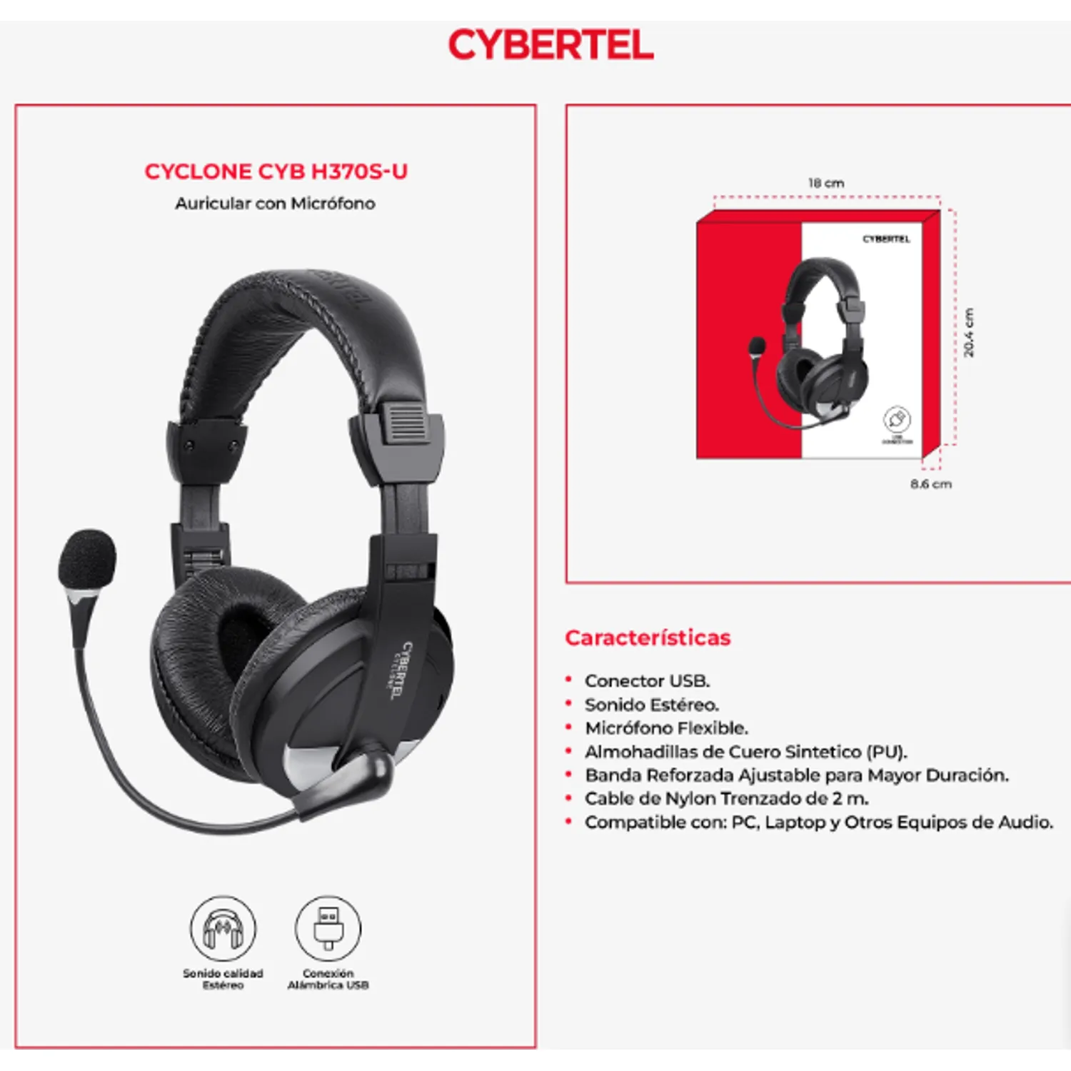 Audífonos Con Micrófono CYCLONE CYB H370S-U - Imagen 2