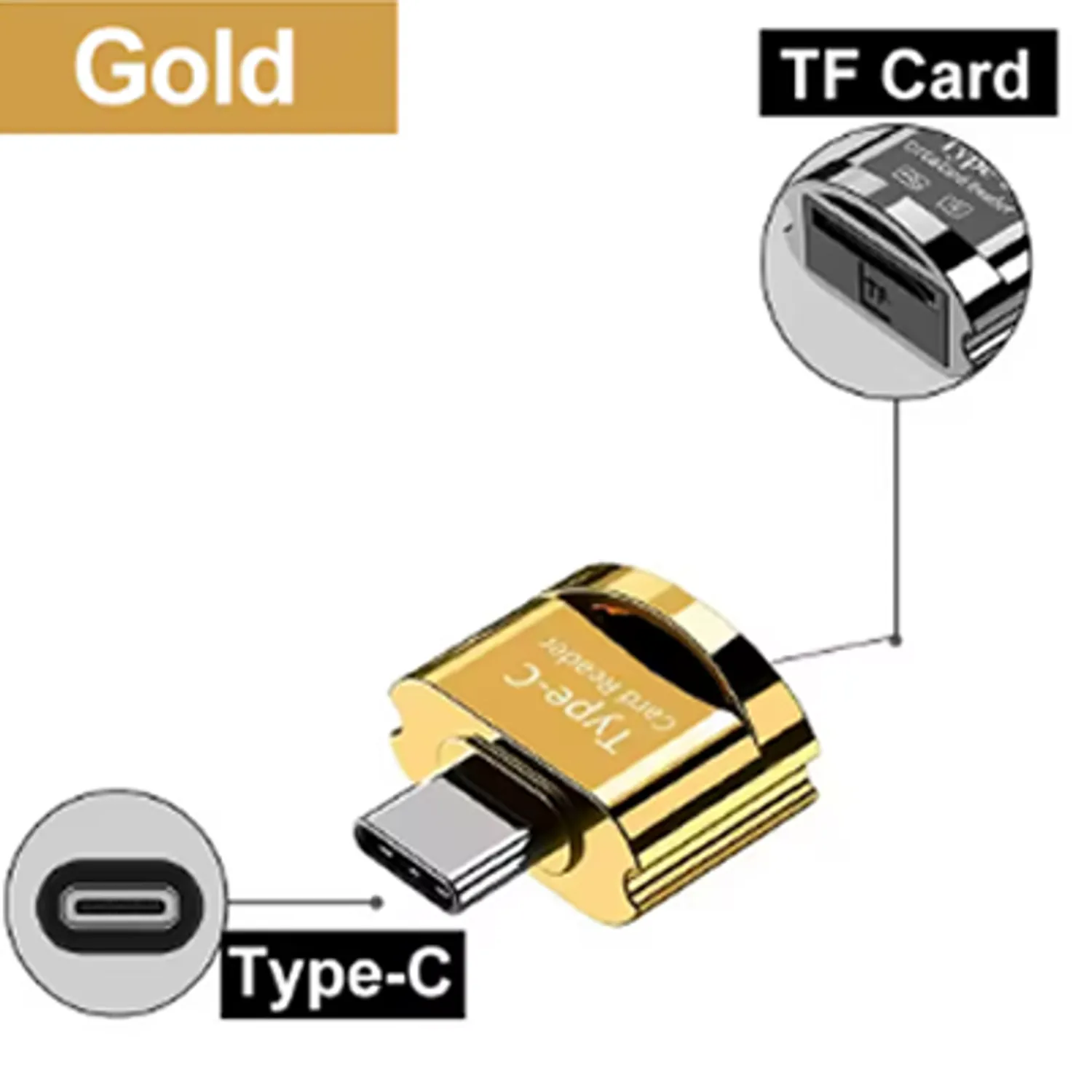 Lector de tarjetas USB 3,0 tipo C color Gold