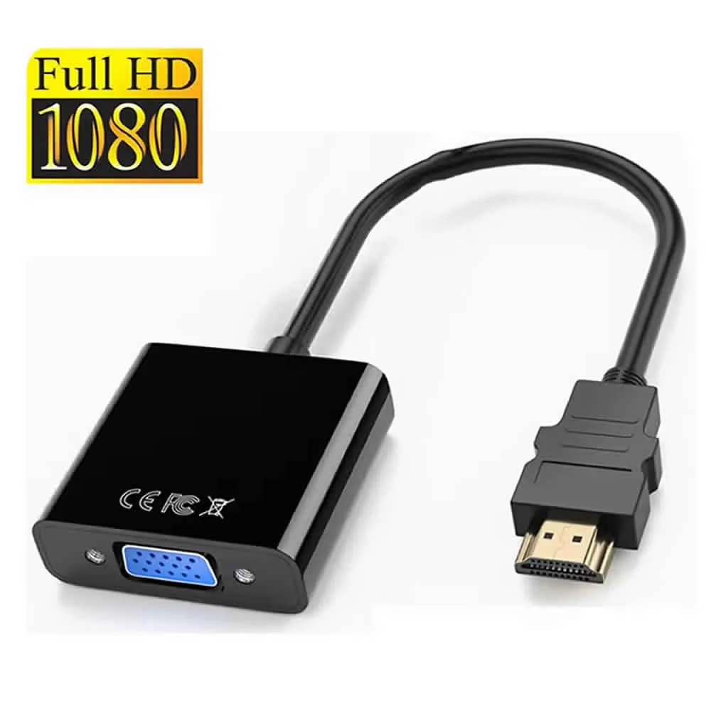 ADAPTADOR HDTV HD 1080P COMPATIBLE CON VGA NEGRO