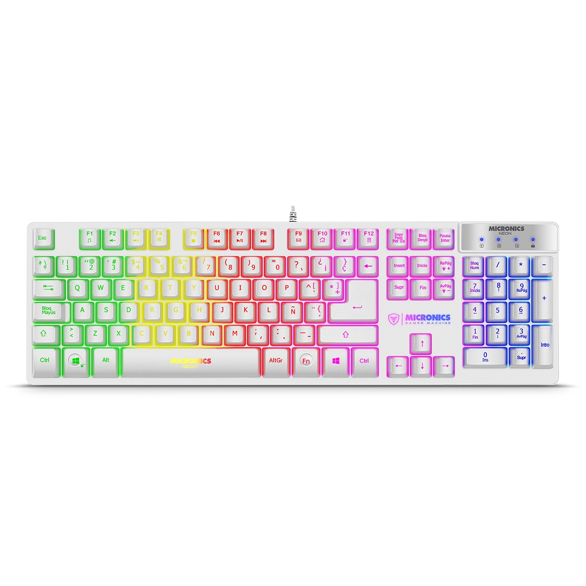 Teclado gamer NEON WHITE MIC K709 USB RGB MICRONICS