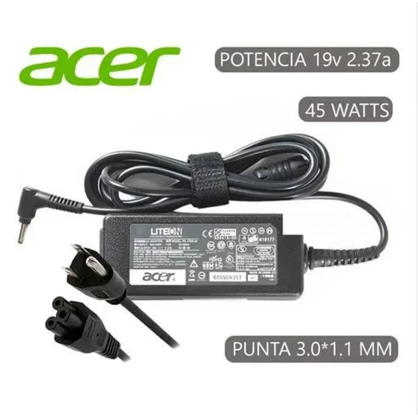 CARGADOR ACER 19.0V 2.37 P. FINITA 45 WATS 3.0* 1.1 (00486)