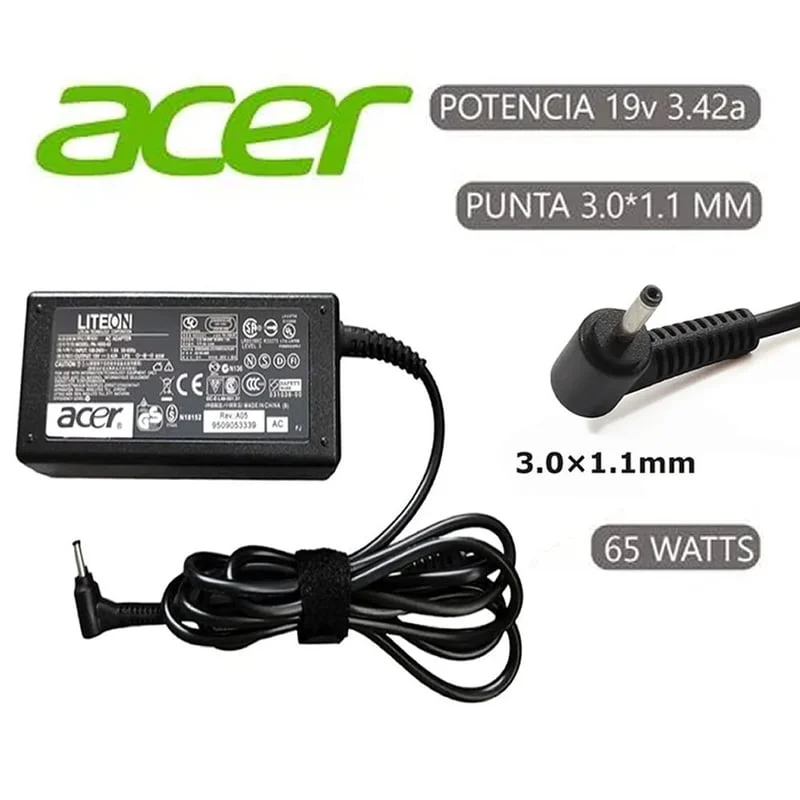COMPATIBLE ACER CARGADOR 19V 3.42A 65W- 3.0*1.1