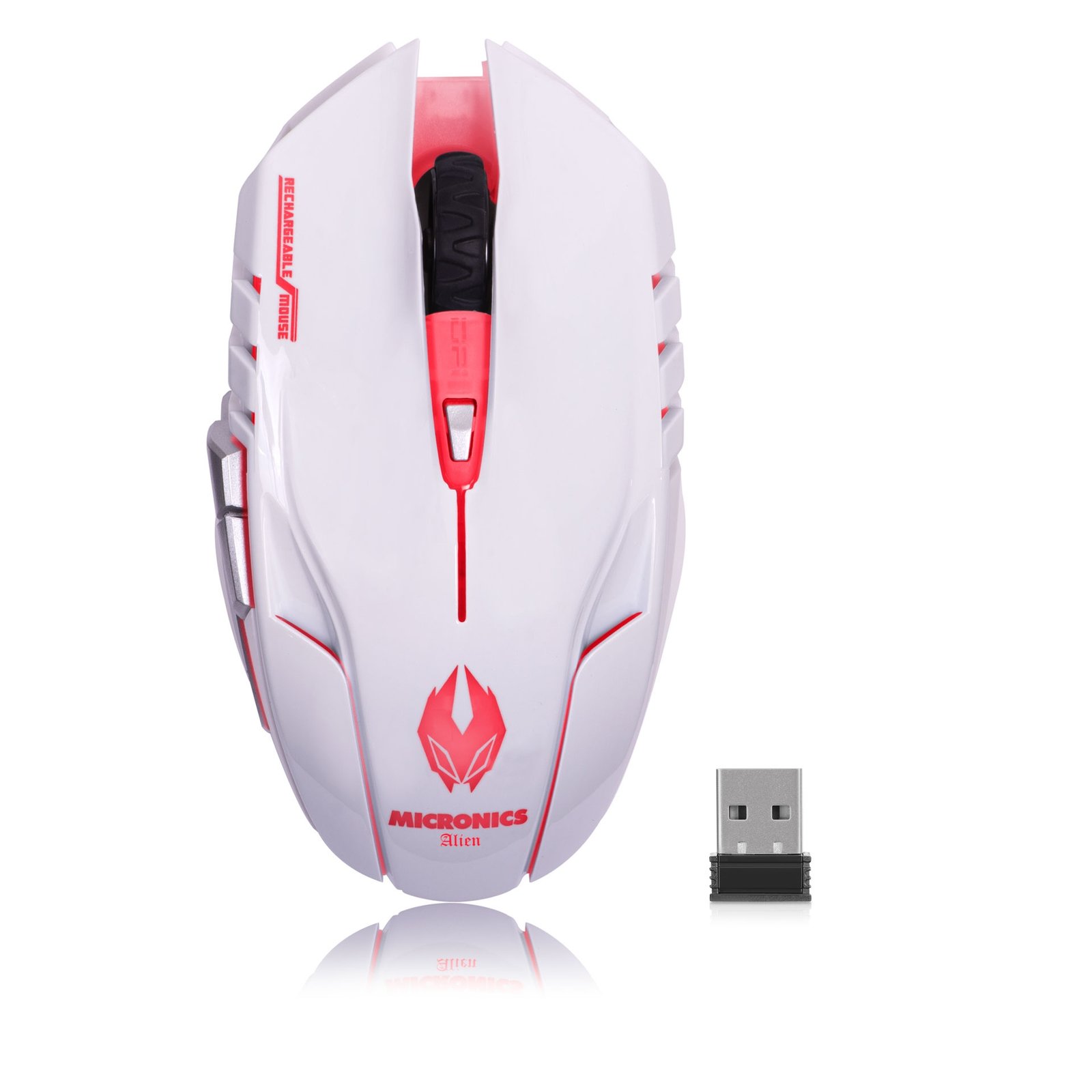 ALIEN WHT MIC M834WL MOUSE GAMER WIFI RECARGABLE LED MICRONICS
